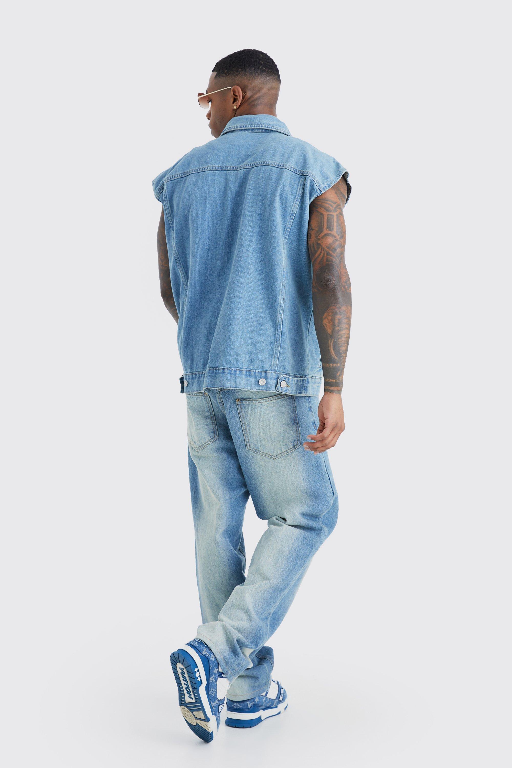 Grey denim sales vest mens